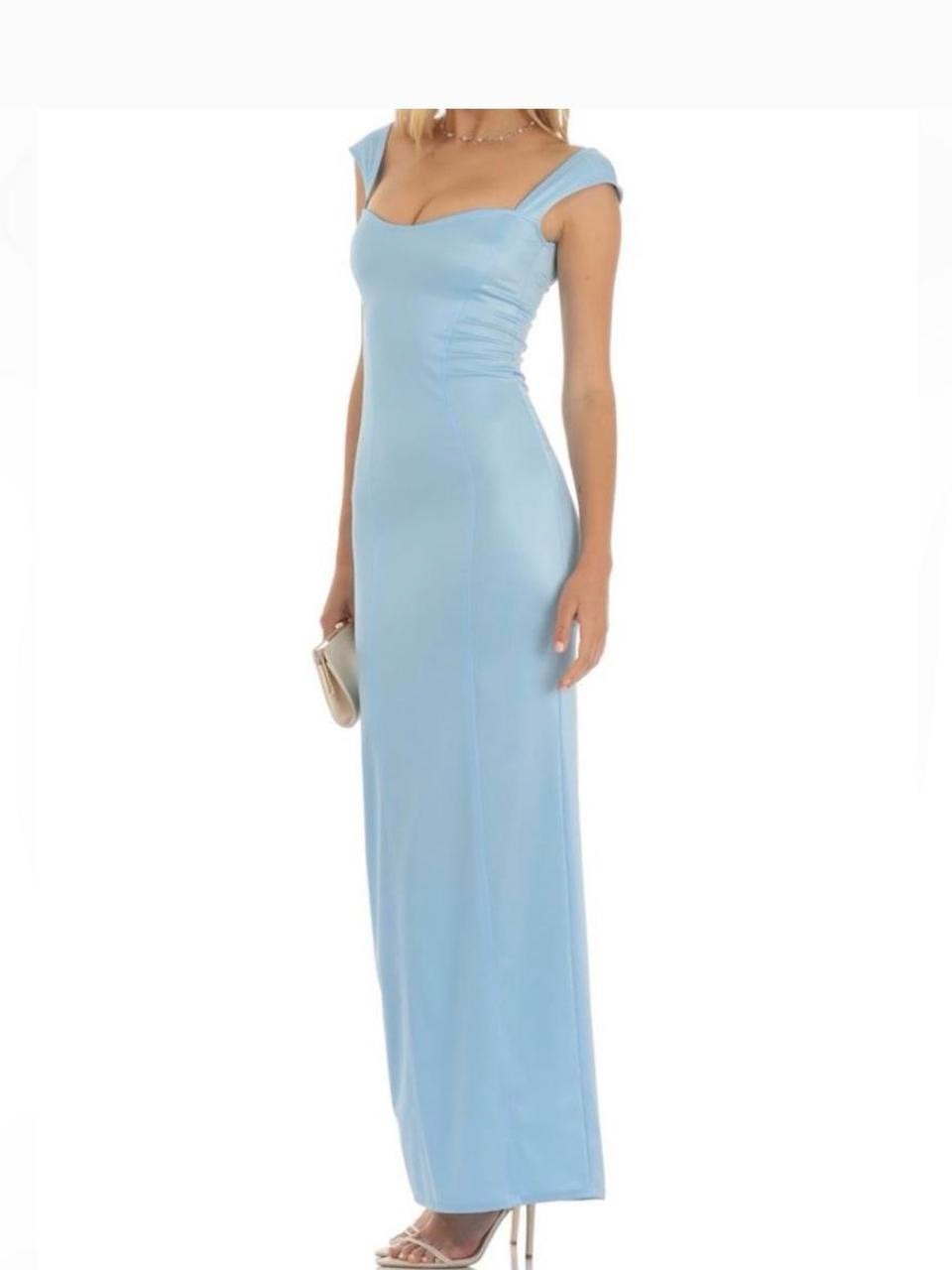 Lucy In The Sky Powder Blue Square-Neck Maxi Dress